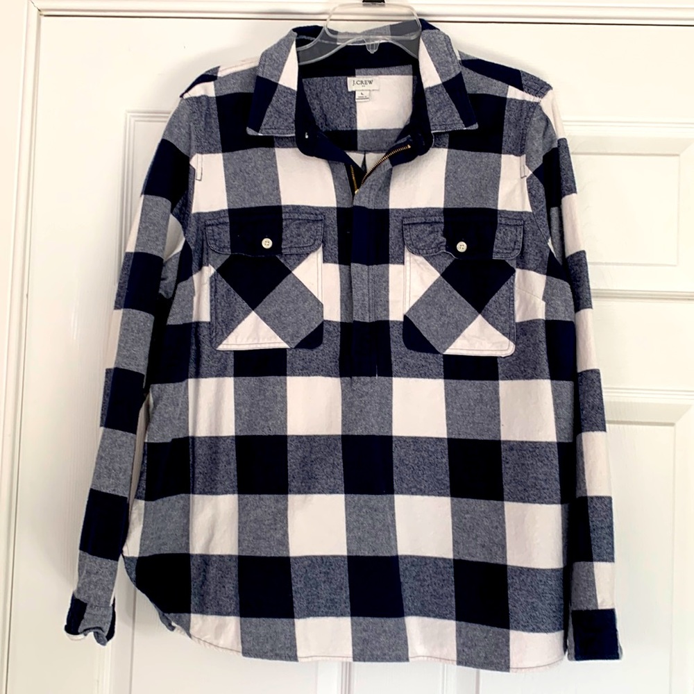 J Crew women’s 1/2 zip Buffalo plaid flannel top